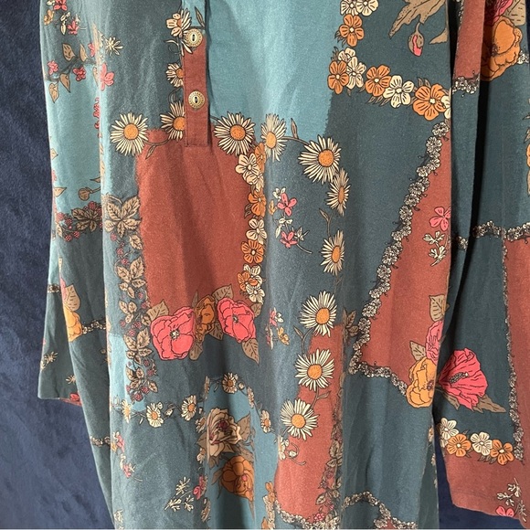 Denim&Co blue and burnt orange tunic size 3XL - Picture 4 of 8